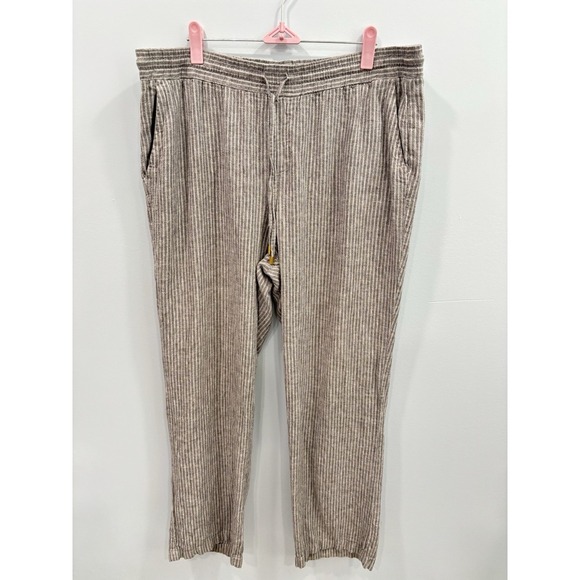 Ellen Tracy Lagenlook Wide Leg Pants Large Linen Blend Elastic Waist Minimalist - Picture 1 of 8